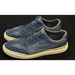 Men's Cole Haan GrandPro Rally T-Toe Blue Canvas & Leather Sneakers Shoes 13W